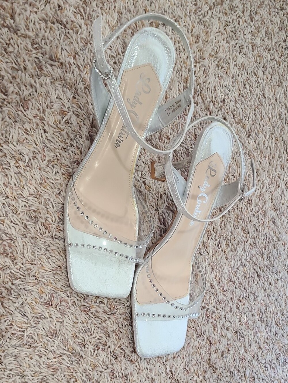 Elegant Women's Silver Jeweled Ankle-Strap Heels - Picture 3 of 6